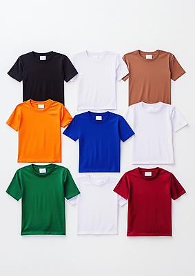 JPG 편집이미지 옷 사람없음 반팔티셔츠 일렬 섬유 옷정리 편집실사 AI포토 AI콘텐츠 티셔츠 직물 CG 정리 파일형식