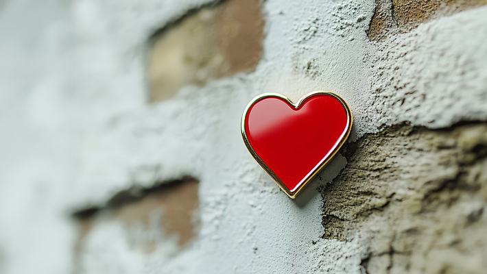 JPG 편집이미지 벽 사람없음 빨간색 빛 하트 배지 광택 편집실사 AI포토 AI콘텐츠 모양 컬러 CG 파일형식