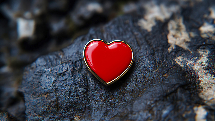 JPG 편집이미지 사람없음 빨간색 돌_바위 하트 배지 광택 편집실사 AI포토 AI콘텐츠 모양 컬러 CG 파일형식