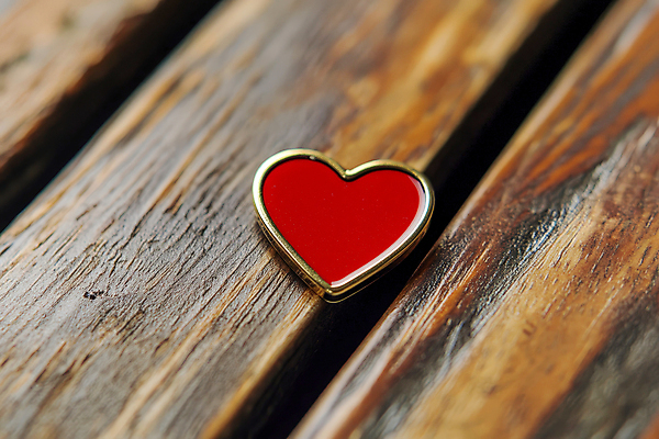 JPG 편집이미지 사람없음 빨간색 하트 배지 광택 나무판자 편집실사 AI포토 AI콘텐츠 모양 컬러 목재 CG 파일형식