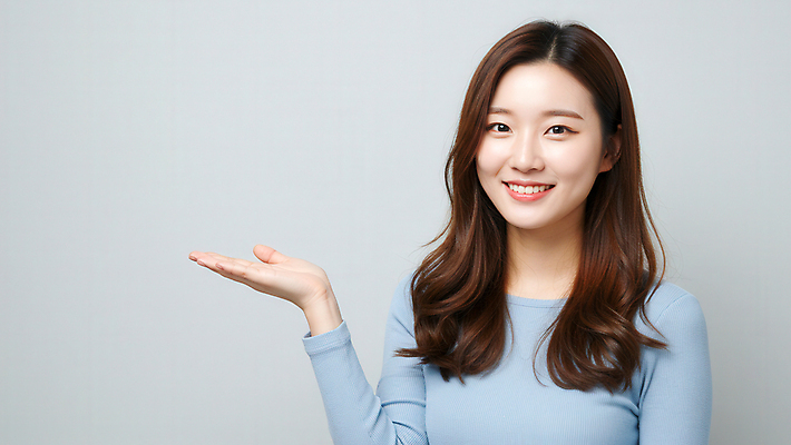 JPG 편집이미지 여자 한명 미소 상반신 성인 앞모습 손들기 의료성형뷰티 성인여자한명만 편집실사 IC뷰티큐레이션 AI인물포토 AI콘텐츠 1 뷰포인트 모션 표정 사람 CG 여자한명만 성인여자만 파일형식 AI포토