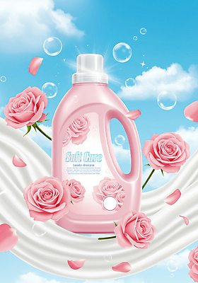 PSD 구름 편집이미지 꽃잎 분홍색 하늘 통 사람없음 장미 비눗방울 천 세제 웨이브 향기 섬유유연제 빨래세제 이미지편집 자연요소 꽃 컬러 직물 냄새 파일형식