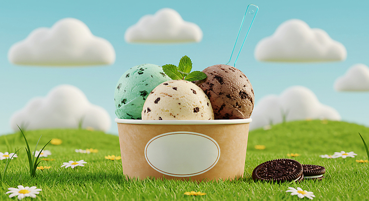 JPG 구름 편집이미지 잎 꽃밭 하늘 잔디 사람없음 과자 숟가락 컵아이스크림 편집실사 AI컴퓨터그래픽 AI콘텐츠 자연요소 식물 꽃 아이스크림 디저트 수저 CG 파일형식