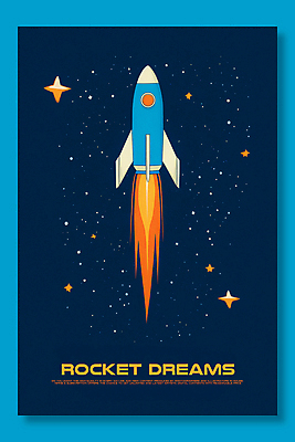 PSD 편집이미지 포스터 상상 불 사람없음 꿈 로켓 발사 우주선 별빛 우주탐험 과학의달 이미지편집 자연요소 별 빛 우주 4월 파일형식