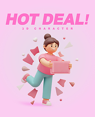 전신 PSD 편집이미지 여자 분홍색 3D캐릭터 한명 미소 들기 성인 3D 쿠폰 다리들기 핫세일 성인여자한명만 편집3D 캐릭터 1 컬러 모션 표정 사람 세일 디지털합성 여자한명만 성인여자만 파일형식
