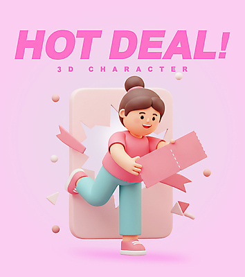 전신 PSD 편집이미지 여자 분홍색 3D캐릭터 한명 미소 들기 성인 3D 손상 쿠폰 다리들기 핫세일 성인여자한명만 뚫기 편집3D 캐릭터 1 컬러 컨셉 모션 표정 사람 세일 디지털합성 여자한명만 성인여자만 파일형식