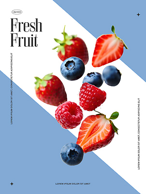 PSD 편집이미지 포스터 딸기 단면 사람없음 파란색 신선 블루베리 산딸기 이미지편집 컬러 과일 파일형식