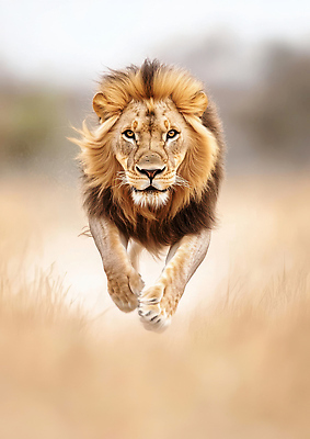 JPG 편집이미지 아프리카 초원 사람없음 점프 사자 사냥 맹수 동물왕 편집실사 AI포토 AI콘텐츠 동물 나라 포유류 모션 CG 파일형식