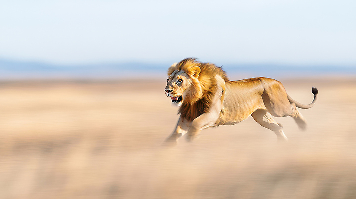 JPG 편집이미지 아프리카 초원 사람없음 달리기 사자 사냥 맹수 동물왕 편집실사 AI포토 AI콘텐츠 동물 나라 포유류 모션 CG 파일형식