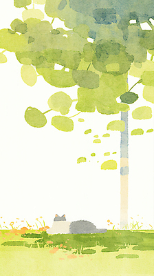 JPG 나무 엎드리기 꽃밭 일러스트 수채화 그림자 잔디 사람없음 평화 귀여움 고양이 국내일러스트 AI일러스트 AI콘텐츠 식물 꽃 컨셉 포유류 모션 반려동물 파일형식