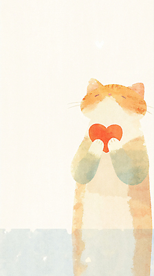 JPG 일러스트 수채화 들기 사람없음 평화 귀여움 고양이 하트 국내일러스트 AI일러스트 AI콘텐츠 모양 컨셉 포유류 모션 반려동물 파일형식