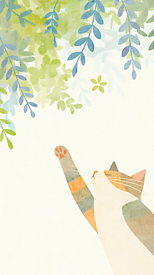 JPG 일러스트 나뭇잎 수채화 사람없음 평화 귀여움 눈감음 고양이 낮잠 손뻗기 국내일러스트 AI일러스트 AI콘텐츠 컨셉 잎 포유류 모션 반려동물 잠 파일형식