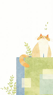 JPG 벽 잎 일러스트 수채화 사람없음 평화 귀여움 눈감음 고양이 낮잠 국내일러스트 AI일러스트 AI콘텐츠 식물 컨셉 포유류 모션 반려동물 잠 파일형식