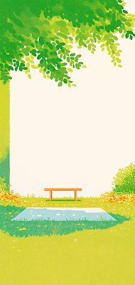 JPG 나무 벤치 일러스트 자연 그림자 잔디 사람없음 봄풍경 풀 돗자리 국내일러스트 AI일러스트 AI콘텐츠 식물 의자 풍경 봄 생태계 파일형식