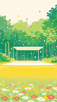 JPG 나무 꽃밭 일러스트 자연 잔디 사람없음 봄풍경 무대 꽃가루 국내일러스트 AI일러스트 AI콘텐츠 식물 꽃 풍경 봄 가루 생태계 파일형식