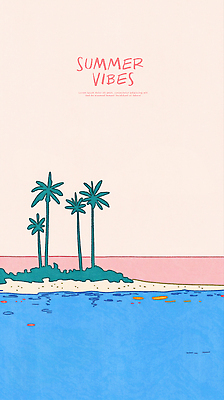 PSD 섬 일러스트 하늘 해변 사람없음 여름휴가 야자수 국내일러스트 나무 바다 휴가 파일형식 여름_계절