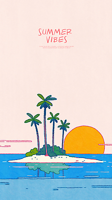 PSD 구름 섬 일러스트 하늘 해변 사람없음 여름휴가 야자수 태양 반사 국내일러스트 자연요소 나무 바다 휴가 파일형식 여름_계절