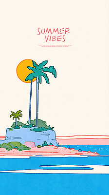 PSD 구름 섬 일러스트 하늘 해변 사람없음 여름휴가 야자수 태양 국내일러스트 자연요소 나무 바다 휴가 파일형식 여름_계절