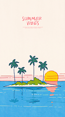 PSD 구름 섬 일러스트 하늘 해변 사람없음 여름휴가 야자수 태양 반사 국내일러스트 자연요소 나무 바다 휴가 파일형식 여름_계절