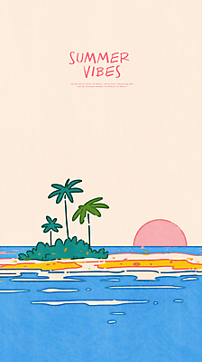 PSD 섬 일러스트 하늘 해변 사람없음 여름휴가 야자수 태양 국내일러스트 자연요소 나무 바다 휴가 파일형식 여름_계절