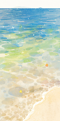 JPG 물결 일러스트 불가사리 해변 사람없음 파란색 반짝임 여름풍경 국내일러스트 AI일러스트 AI콘텐츠 바다 컬러 모션 극피동물 풍경 파일형식 여름_계절