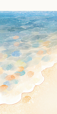 JPG 물결 일러스트 해변 사람없음 파란색 여름풍경 국내일러스트 AI일러스트 AI콘텐츠 바다 컬러 풍경 파일형식 여름_계절