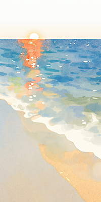 JPG 물결 일러스트 해변 사람없음 파란색 햇빛 노을 여름풍경 국내일러스트 AI일러스트 AI콘텐츠 자연요소 바다 컬러 풍경 태양 파일형식 여름_계절