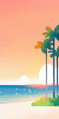 JPG 구름 일러스트 하늘 해변 사람없음 야자수 햇빛 노을 풀 보케 국내일러스트 AI일러스트 AI콘텐츠 자연요소 나무 식물 바다 태양 파일형식