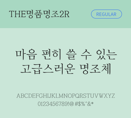 폰트 한글 사람없음 TTF 레귤러체 국문폰트 한글폰트 낱개폰트 설치폰트 베이직서체 THE폰트 명품명조2체 문자 파일형식