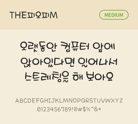 폰트 한글 사람없음 TTF 국문폰트 한글폰트 낱개폰트 설치폰트 디자인서체 미디움체 THE폰트 피오피체 문자 파일형식
