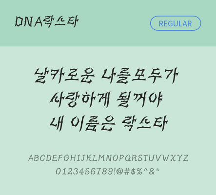 폰트 한글 사람없음 TTF 레귤러체 국문폰트 한글폰트 설치폰트 디자인서체 THE폰트 락스타체 문자 파일형식 DNA폰트