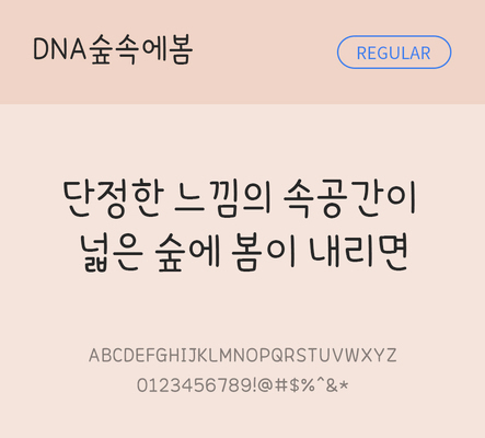 폰트 한글 사람없음 TTF 레귤러체 국문폰트 한글폰트 설치폰트 디자인서체 THE폰트 숲속에봄체 문자 파일형식 DNA폰트