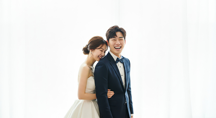 JPG 편집이미지 여자 남자 행복 신부 웨딩드레스 신랑 결혼 사랑 미소 턱시도 상반신 성인 두명 백허그 의료성형뷰티 성인만 편집실사 AI인물포토 AI콘텐츠 드레스 감정 포옹 표정 사람 정장 이벤트 CG 파일형식 AI포토