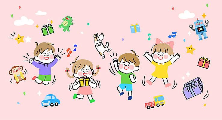 전신 여자 기념일 남자 어린이 일러스트 들기 소녀 소년 여러명 선물상자 장난감 점프 축하 강아지 어린이날 풍선 어린이만 국내일러스트 AI파일 다수 컨셉 모션 선물 사람 이벤트 반려동물 상자 개 파일형식 벡터