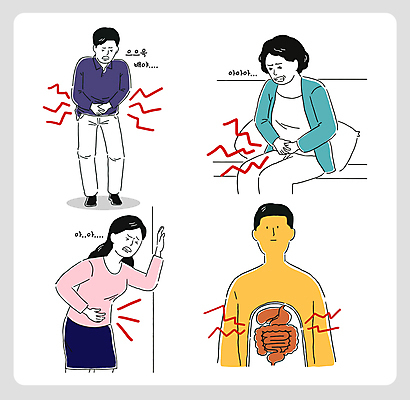 여자 남자 중년 쿠션 일러스트 숙이기 앉기 여러명 성인 소파 기댐 고통 잡기 찡그림 장기 복통 국내일러스트 AI파일 감정 포즈 다수 신체 의자 모션 표정 사람 질병 파일형식 벡터