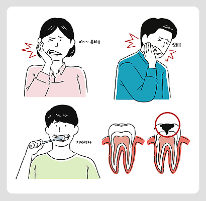 여자 남자 중년 일러스트 상반신 성인 세명 고통 양치 잡기 찡그림 치아 썩음 잇몸 충치 치통 국내일러스트 AI파일 감정 신체 모션 표정 사람 청결 소화기관 질병 파일형식 벡터