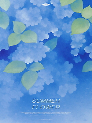 PSD 무료이미지 잎 일러스트 여름꽃 자연 수채화 사람없음 파란색 고요 여름풍경 감성 수국 국내일러스트 식물 꽃 컬러 컨셉 풍경 생태계 파일형식 여름_계절