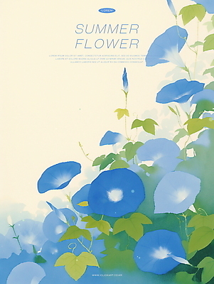 PSD 잎 일러스트 여름꽃 자연 수채화 사람없음 파란색 고요 여름풍경 나팔꽃 감성 국내일러스트 식물 꽃 컬러 컨셉 풍경 생태계 파일형식 여름_계절