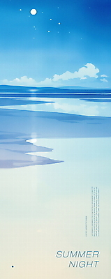 PSD 구름 모래 일러스트 해변 사람없음 파란색 모래사장 고요 여름풍경 보름달 달빛 감성 밤바다 여름밤 윤슬 국내일러스트 자연요소 물결 바다 컬러 컨셉 풍경 여름 달 야간 파일형식 여름_계절
