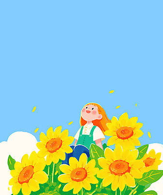 PSD 여자 꽃잎 어린이 하늘색 잎 꽃밭 일러스트 여름꽃 하늘 동화 바람 해바라기 한명 미소 앉기 소녀 노란색 여름풍경 올려보기 큼 시원함 상쾌 소인 소녀한명만 흩날리기 청량 국내일러스트 자연요소 식물 1 꽃 감정 컬러 모션 날씨 표정 사람 풍경 파란색 크기 여자한명만 소녀만 파일형식 여름_계절