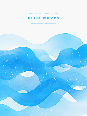 PSD 물결 파도 백그라운드 일러스트 추상 수채화 사람없음 시원함 웨이브 국내일러스트 바다 무늬 파일형식