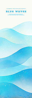 PSD 세로배너 물결 파도 백그라운드 일러스트 추상 수채화 사람없음 시원함 웨이브 국내일러스트 배너 바다 무늬 세로 파일형식