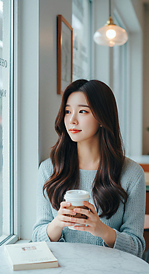 JPG 편집이미지 우먼라이프 응시 여자 액자 창문 식탁 조명 한명 미소 들기 앉기 상반신 성인 일상 책 카페 니트 뷰티풀 테이크아웃컵 의료성형뷰티 성인여자한명만 편집실사 AI인물포토 AI콘텐츠 1 라이프스타일 시선 상의 모션 탁자 표정 사람 라이프 컵 상점 CG 여자한명만 성인여자만 파일형식 AI포토