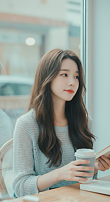 JPG 편집이미지 우먼라이프 여자 창문 식탁 한명 미소 들기 앉기 상반신 성인 일상 책 카페 니트 보케 뷰티풀 테이크아웃컵 의료성형뷰티 성인여자한명만 편집실사 AI인물포토 AI콘텐츠 1 라이프스타일 상의 모션 탁자 표정 사람 라이프 컵 상점 CG 여자한명만 성인여자만 파일형식 AI포토