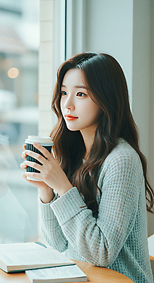 JPG 편집이미지 우먼라이프 응시 여자 창문 식탁 한명 미소 들기 앉기 상반신 성인 일상 책 독서 펼침 카페 니트 뷰티풀 테이크아웃컵 의료성형뷰티 성인여자한명만 편집실사 AI인물포토 AI콘텐츠 1 라이프스타일 시선 상의 모션 탁자 표정 사람 라이프 컵 상점 CG 여자한명만 성인여자만 파일형식 AI포토