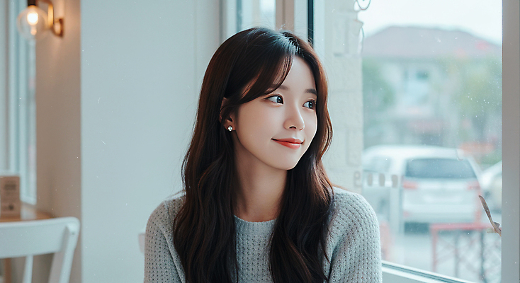 JPG 편집이미지 우먼라이프 응시 여자 창문 조명 한명 미소 앉기 상반신 성인 일상 귀걸이 카페 니트 뷰티풀 의료성형뷰티 성인여자한명만 편집실사 AI인물포토 AI콘텐츠 1 라이프스타일 시선 상의 장신구 모션 표정 사람 라이프 상점 CG 여자한명만 성인여자만 파일형식 AI포토