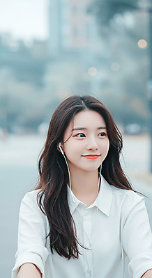 JPG 편집이미지 우먼라이프 여자 이어폰 와이셔츠 한명 미소 상반신 성인 일상 도시 뷰티풀 청순 의료성형뷰티 성인여자한명만 편집실사 AI인물포토 AI콘텐츠 1 라이프스타일 음향기기 컨셉 셔츠 표정 사람 라이프 CG 여자한명만 성인여자만 파일형식 AI포토