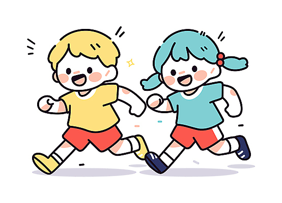 전신 여자 남자 어린이 일러스트 함께함 웃음 소녀 소년 두명 친구 달리기 즐거움 러닝 어린이만 일러캐릭터 AI파일 캐릭터 감정 컨셉 관계 모션 표정 사람 파일형식 벡터