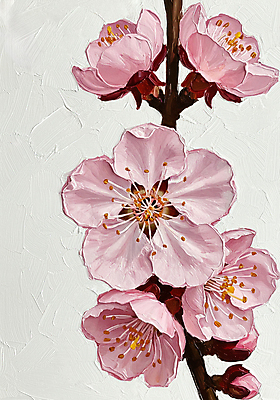 JPG 분홍색 일러스트 페인팅 사람없음 봄 나뭇가지 꽃봉오리 살구꽃 유화 국내일러스트 AI일러스트 AI콘텐츠 나무 계절 꽃 컬러 미술 파일형식