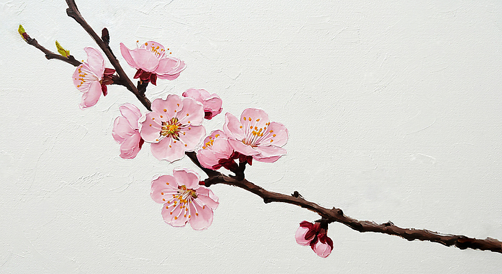 JPG 분홍색 일러스트 페인팅 사람없음 봄 나뭇가지 꽃봉오리 살구꽃 유화 국내일러스트 AI일러스트 AI콘텐츠 나무 계절 꽃 컬러 미술 파일형식